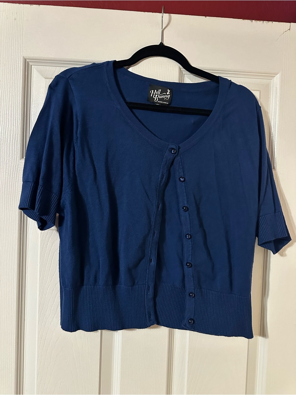 Hell Bunny Navy Blue Short Sleeve Button-Up Cardigan